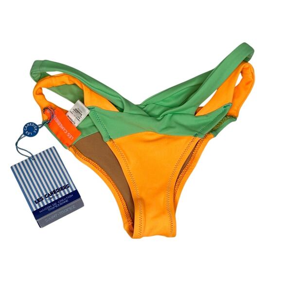 Les Canebiers NWT Orange Green Colorblock Bikini Bottom 36 US 4 Luxe St Tropez